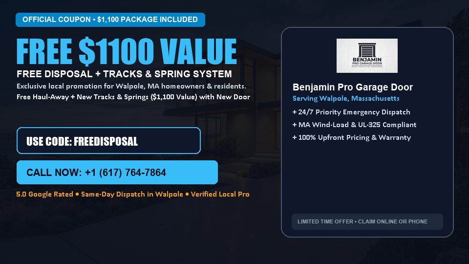 Benjamin Pro Garage Door FREE Haul-Away & Heavy-Duty Tracks with New Door in Walpole, MA